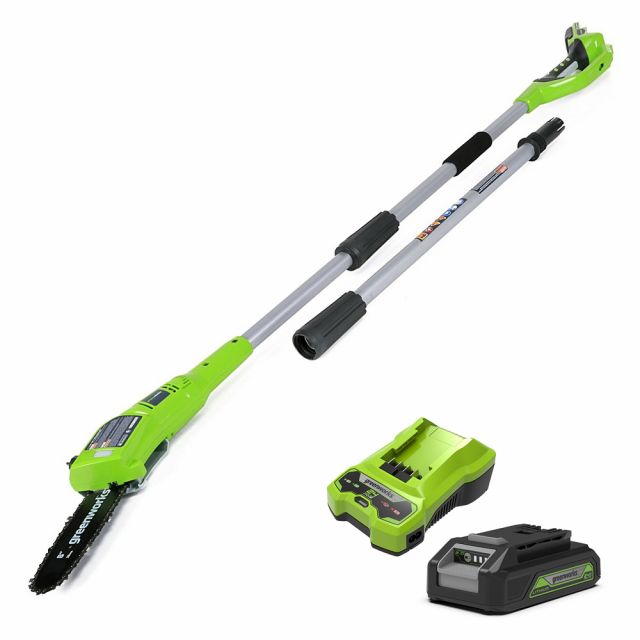 GreenWorks G24PS20K2 24V Cordless Pole Saw with 2Ah Battery and Charger