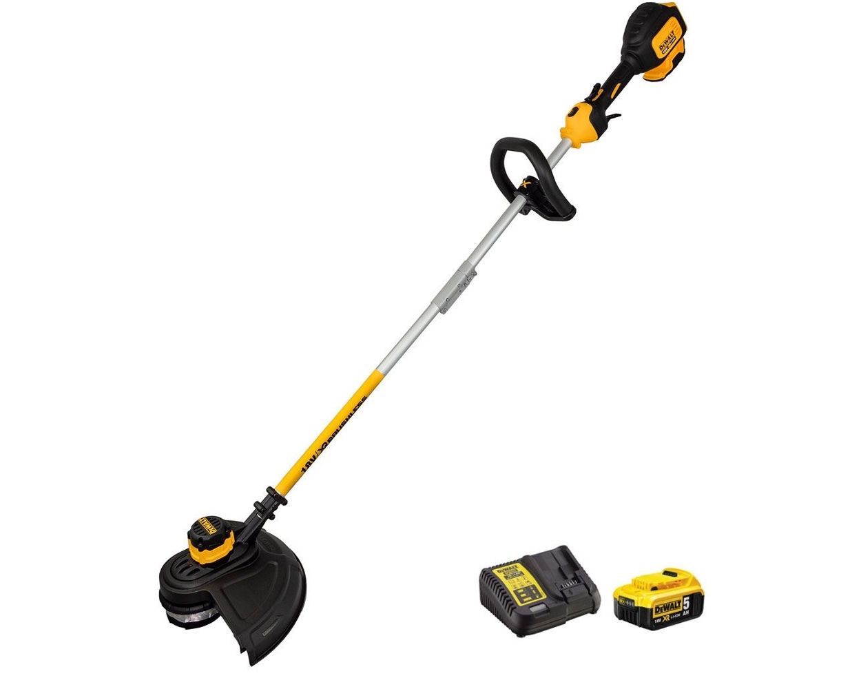 DeWalt DCM561P1S GB 18V XR Cordless Grass Trimmer with 5Ah Battery Charger